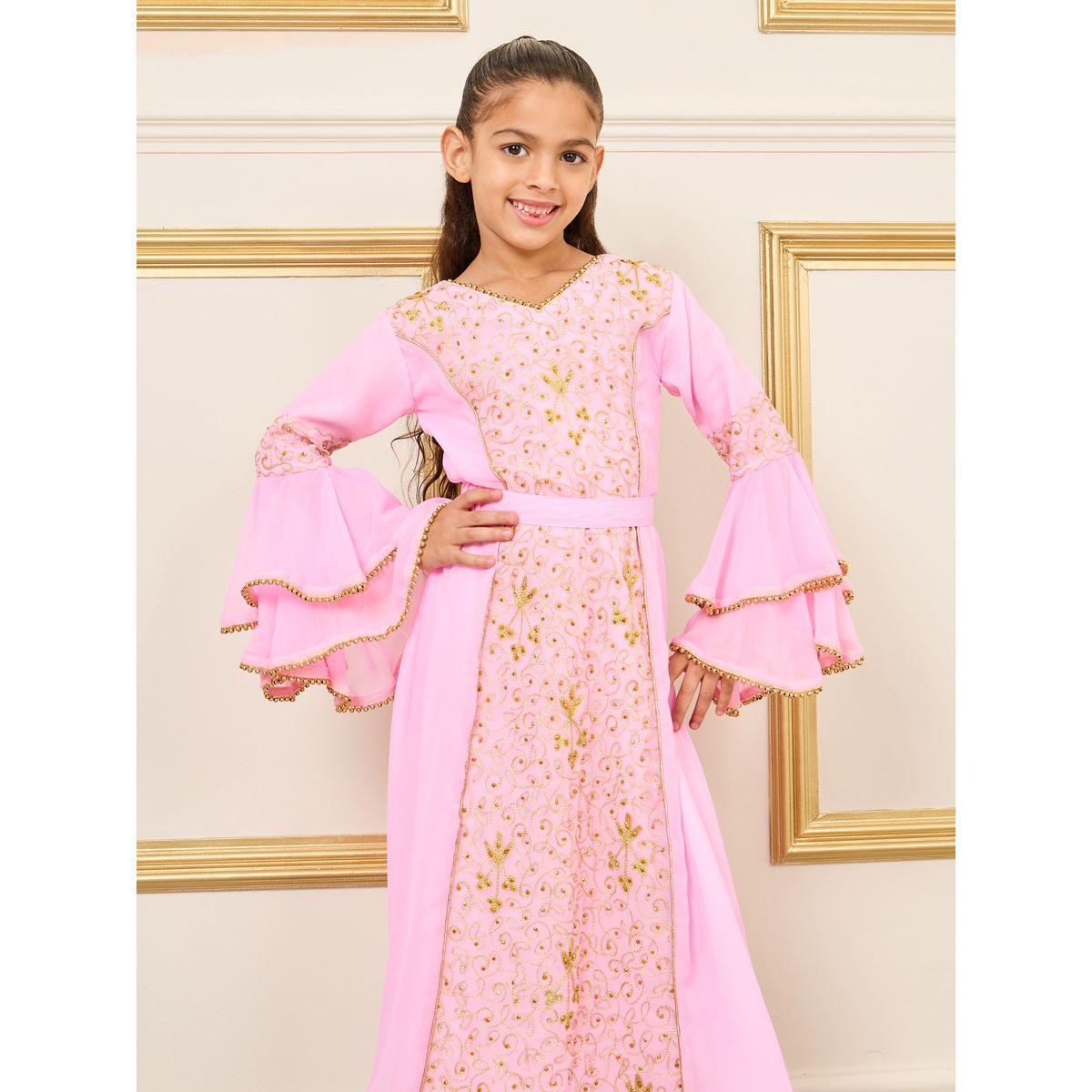 Maxim Creation V Neck Embroidered Jalabiya-girls-clothing-dressesandjumpsuits-image-2