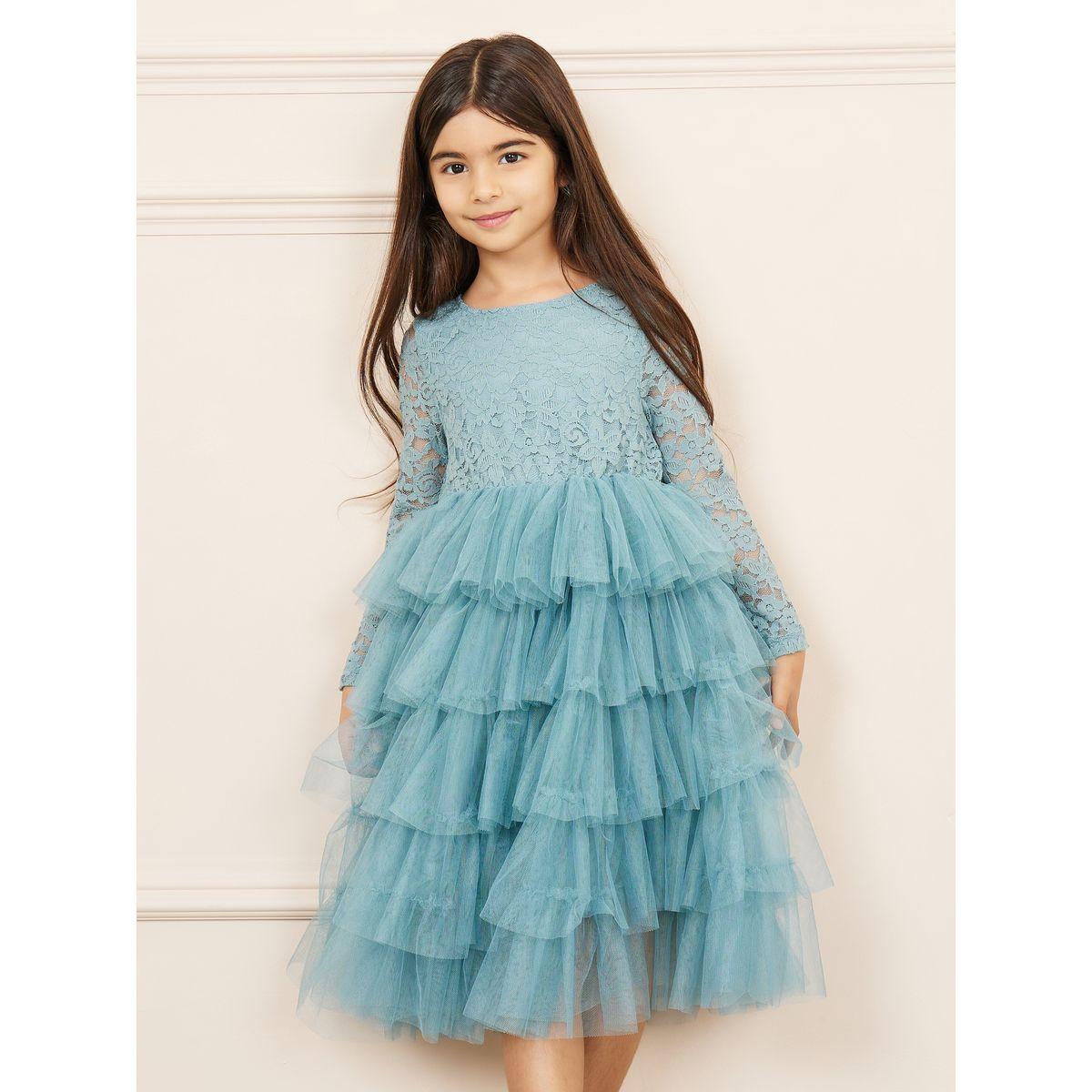Styli Limited Lace Detail Mesh Insert Ruffle Layer Tiered Dress-girls-clothing-dressesandjumpsuits-image-2