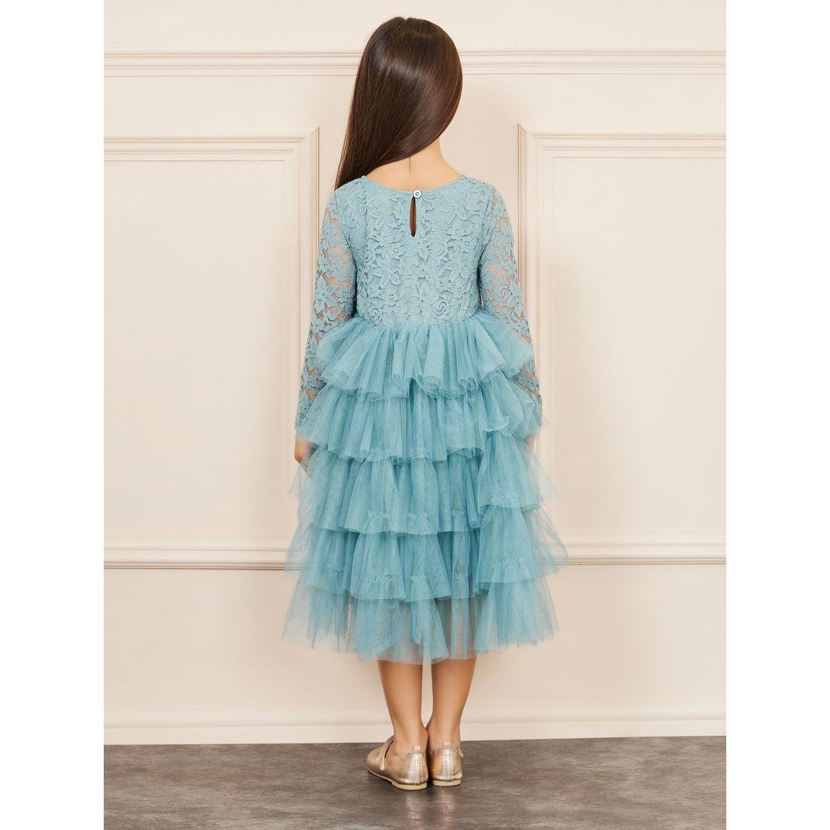 Styli Limited Lace Detail Mesh Insert Ruffle Layer Tiered Dress-girls-clothing-dressesandjumpsuits-image-4