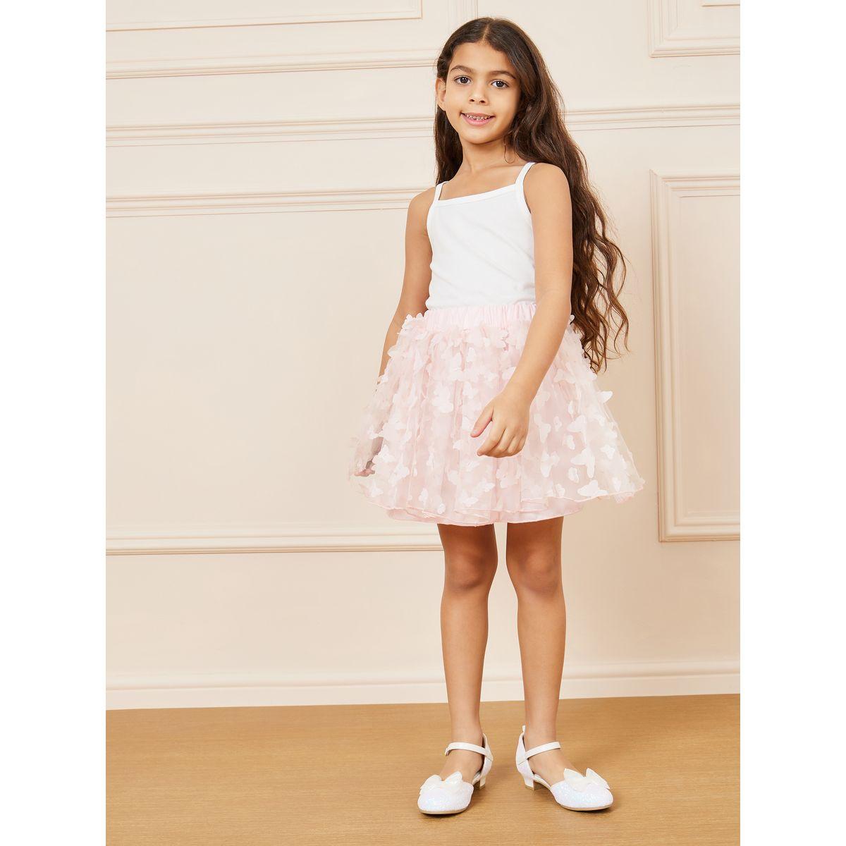 Styli Pack of 4 - Button Detail Vest Blazer, Cami, Butterfly Applique Skirt and Hat-girls-clothing-setsandcoords-image-5