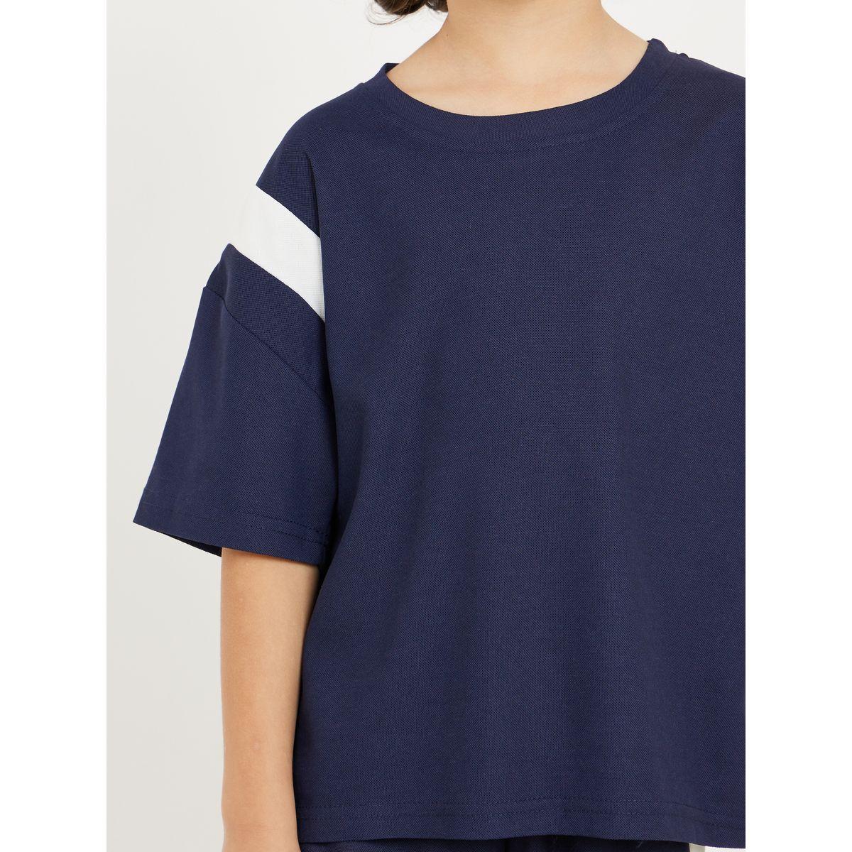 Styli Contrast Panel Oversized T-shirt and Short Set-boys-clothing-setsandcoords-image-3