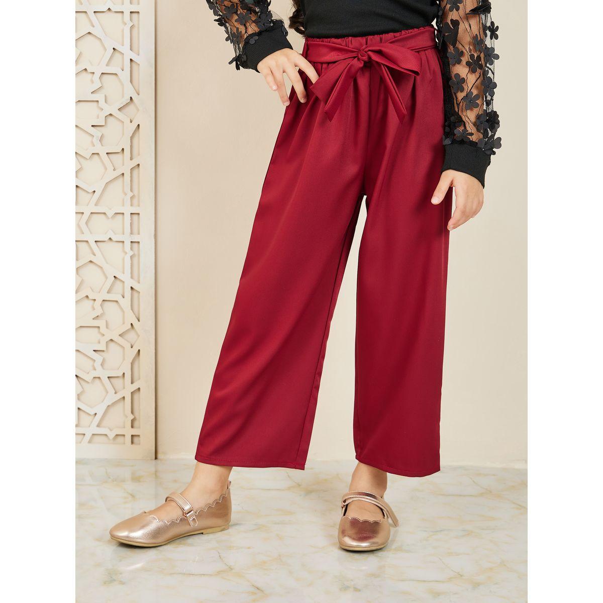 Styli Floral Applique Mesh Sleeves Top and Self Tie Waist Pant Set-girls-clothing-setsandcoords-image-5