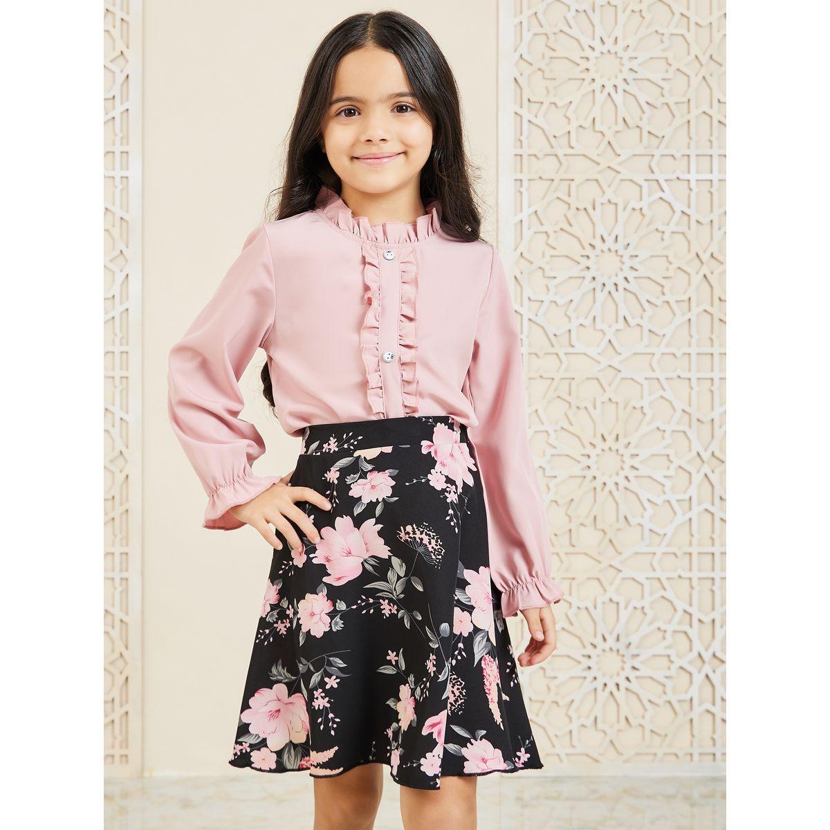 مجموعة من تنورة وبلوزة بأكمام طويلة-girls-clothing-setsandcoords-image-1