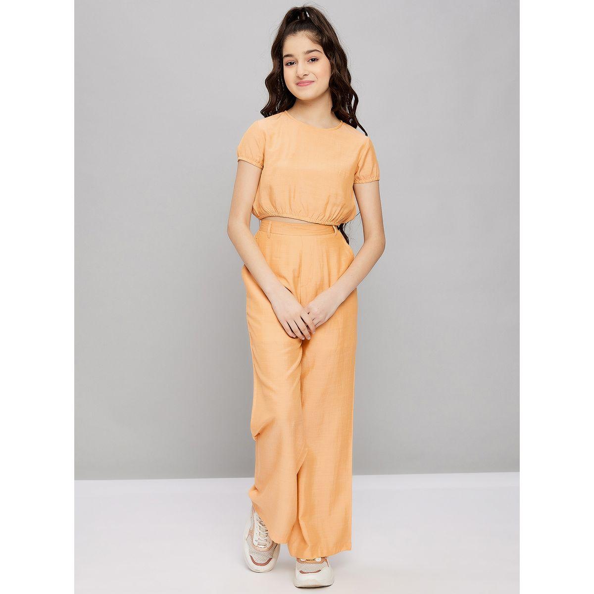 Stylo Bug X Styli Puff Sleeves Crop Top and Straight Leg Pant Set-girls-clothing-setsandcoords-image-5