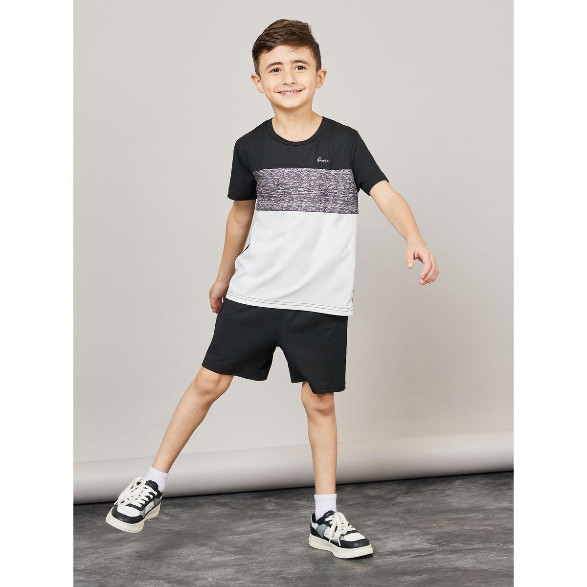 Styli Colorblock T-Shirt with Short Sleeves & Shorts Set-boys-clothing-setsandcoords-image-1