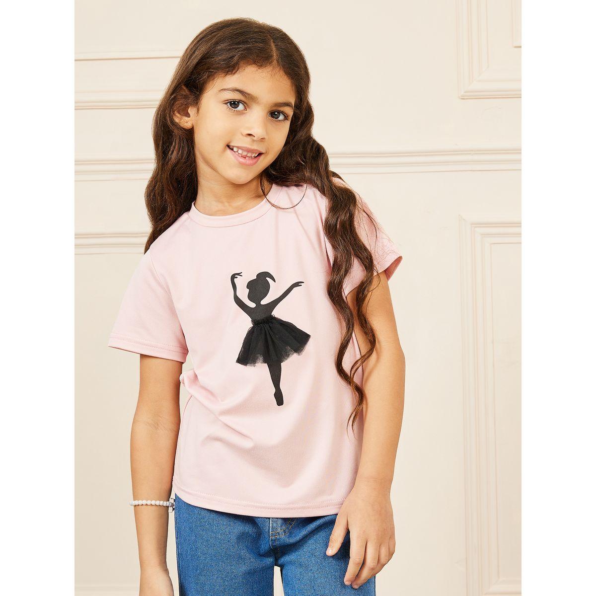 تيشيرت بتفاصيل شبكية وطبعة جرافيك-girls-clothing-tshirts-image-1