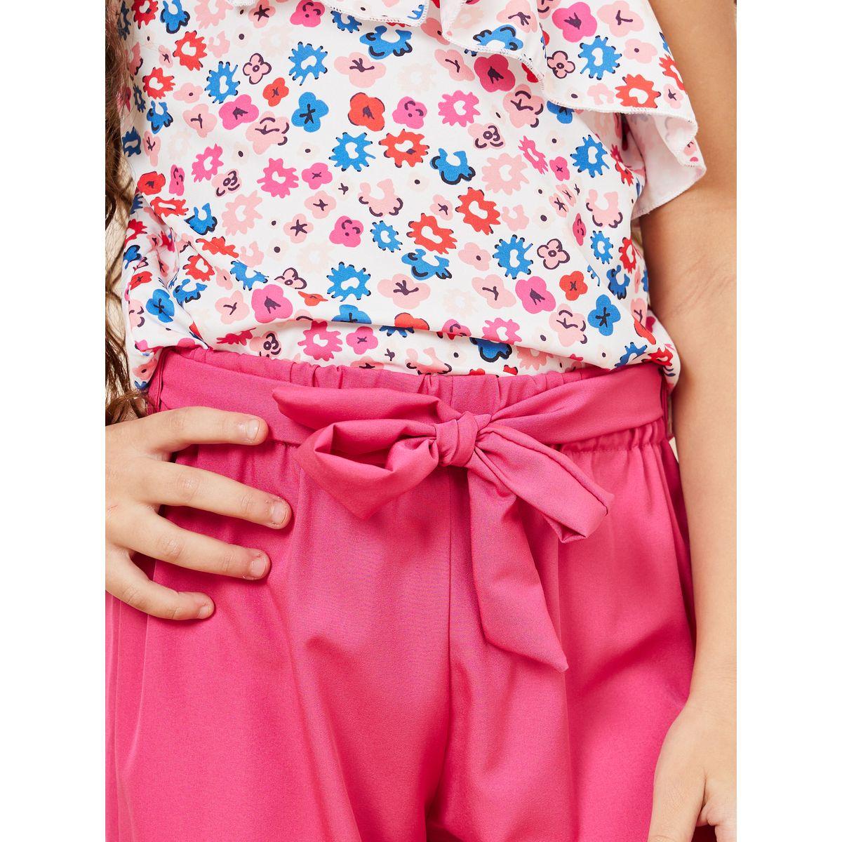 مجموعة من بنطال بأرجل مستقيمة وبلوزة بكتف واحد-girls-clothing-setsandcoords-image-3