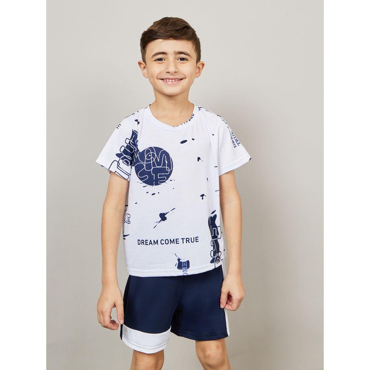 Styli Dream Come True Graphic Print T-Shirt & Shorts Set-boys-clothing-setsandcoords-image-2