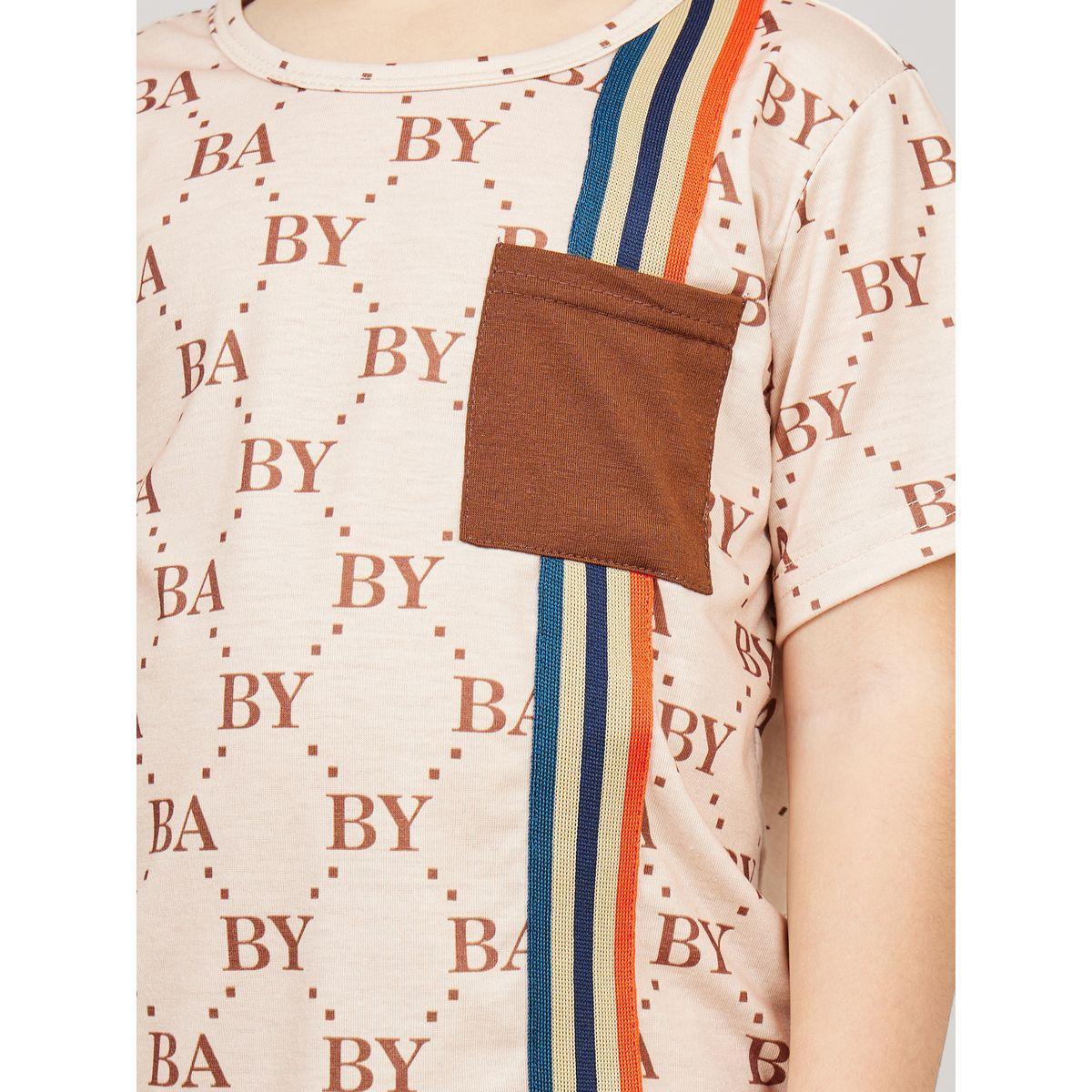 Styli All Over Text Print Pocket Detail T-Shirt & Shorts Set-boys-clothing-setsandcoords-image-3