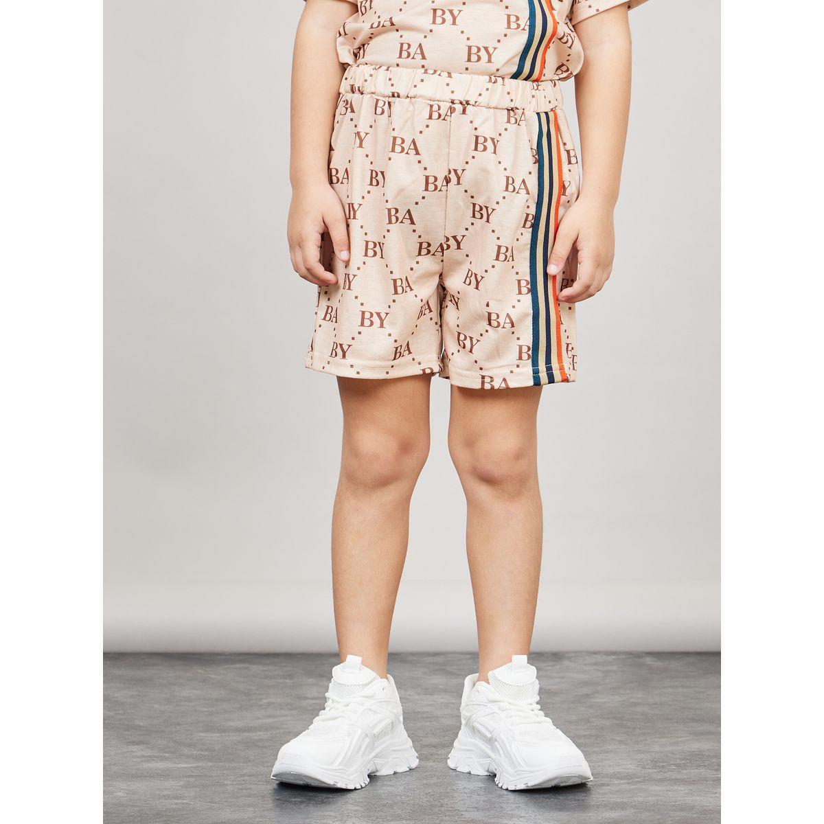 Styli All Over Text Print Pocket Detail T-Shirt & Shorts Set-boys-clothing-setsandcoords-image-4