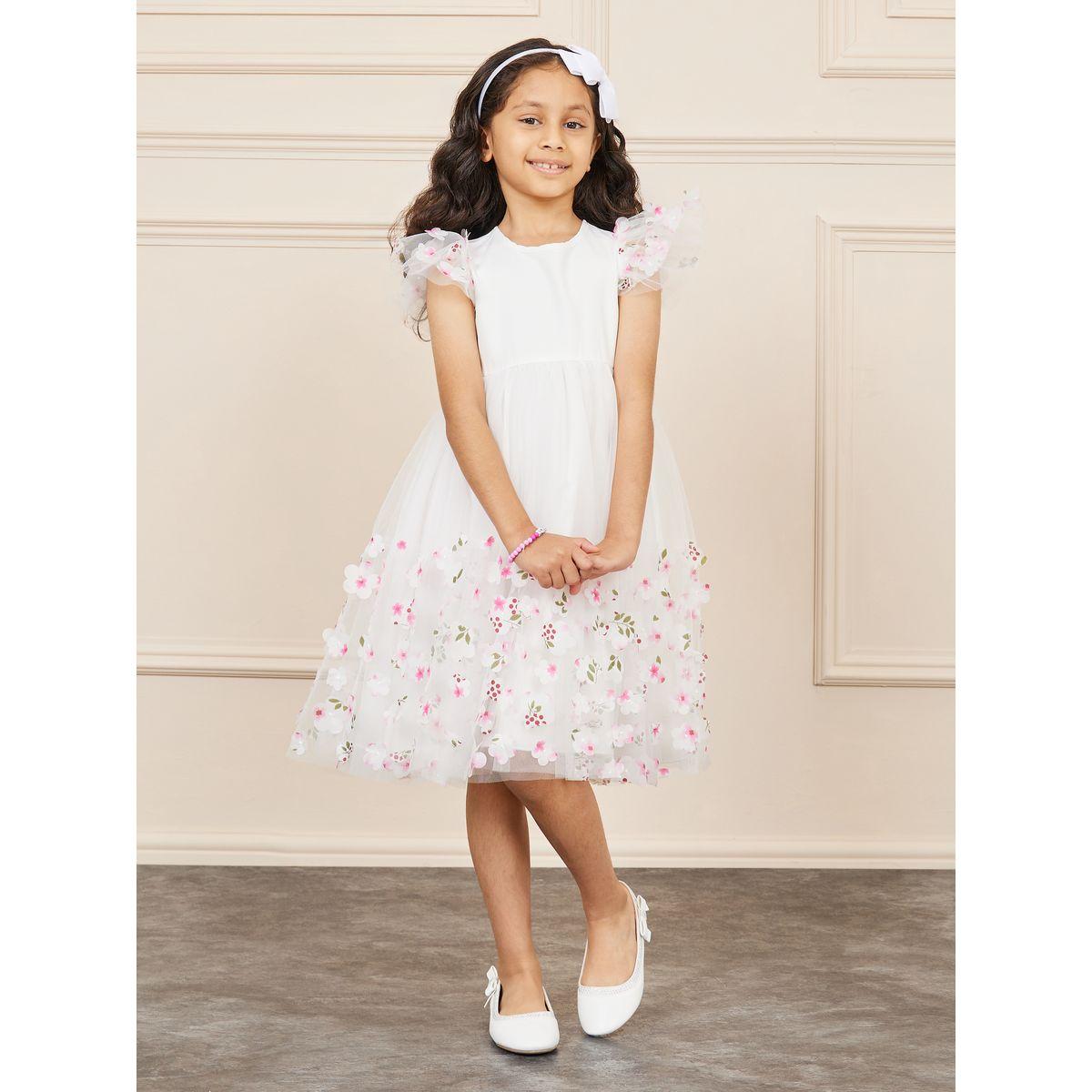 فستان مزين بزهور وتفاصيل كشكش-girls-clothing-dressesandjumpsuits-image-1