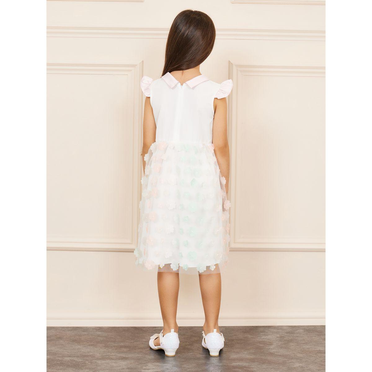 Styli Limited Floral Applique Mesh Insert Satin Round Neck Bow Detail Dress-girls-clothing-dressesandjumpsuits-image-4