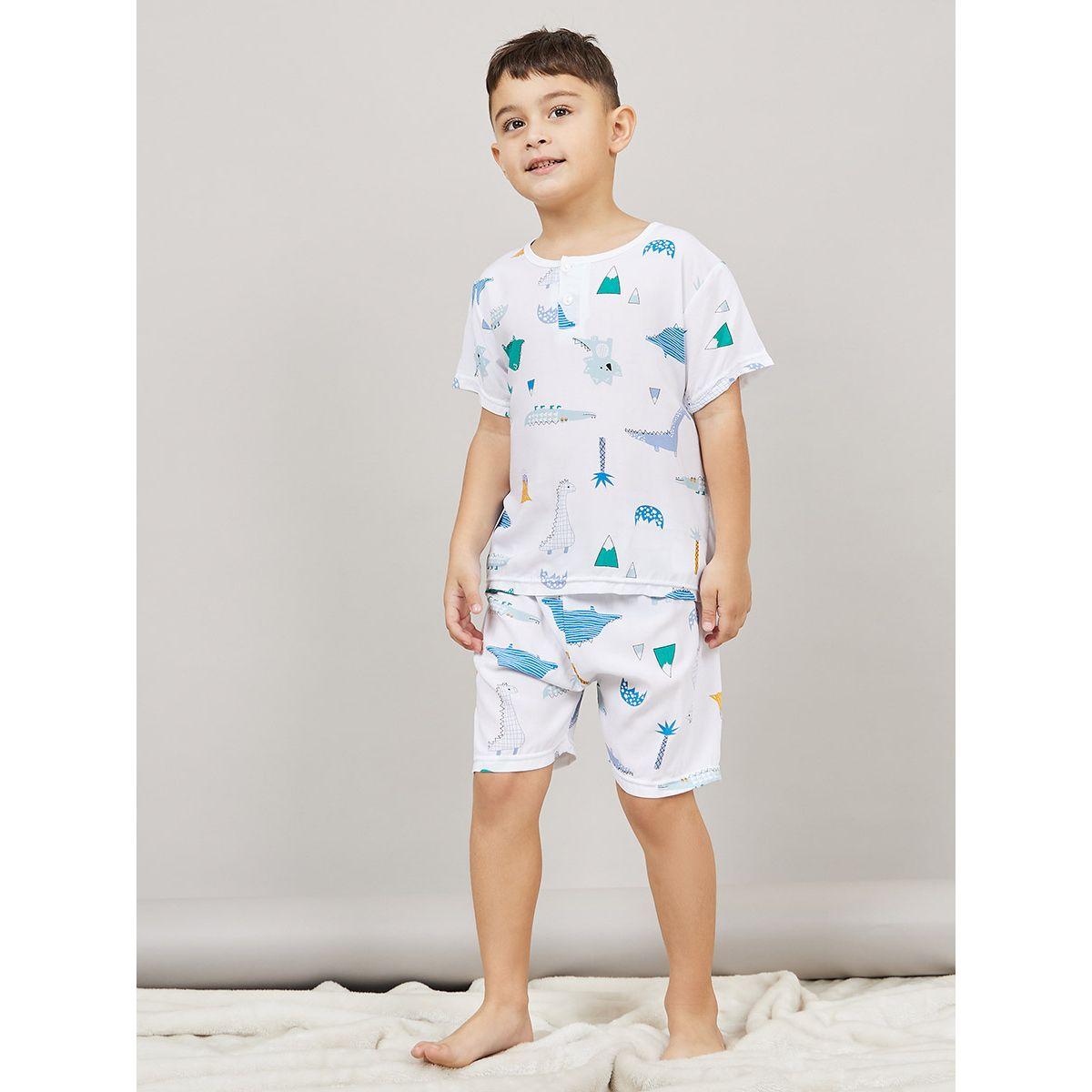 مجموعة من شورت وتيشيرت مطبع بالكامل-boys-clothing-nightwear-image-1