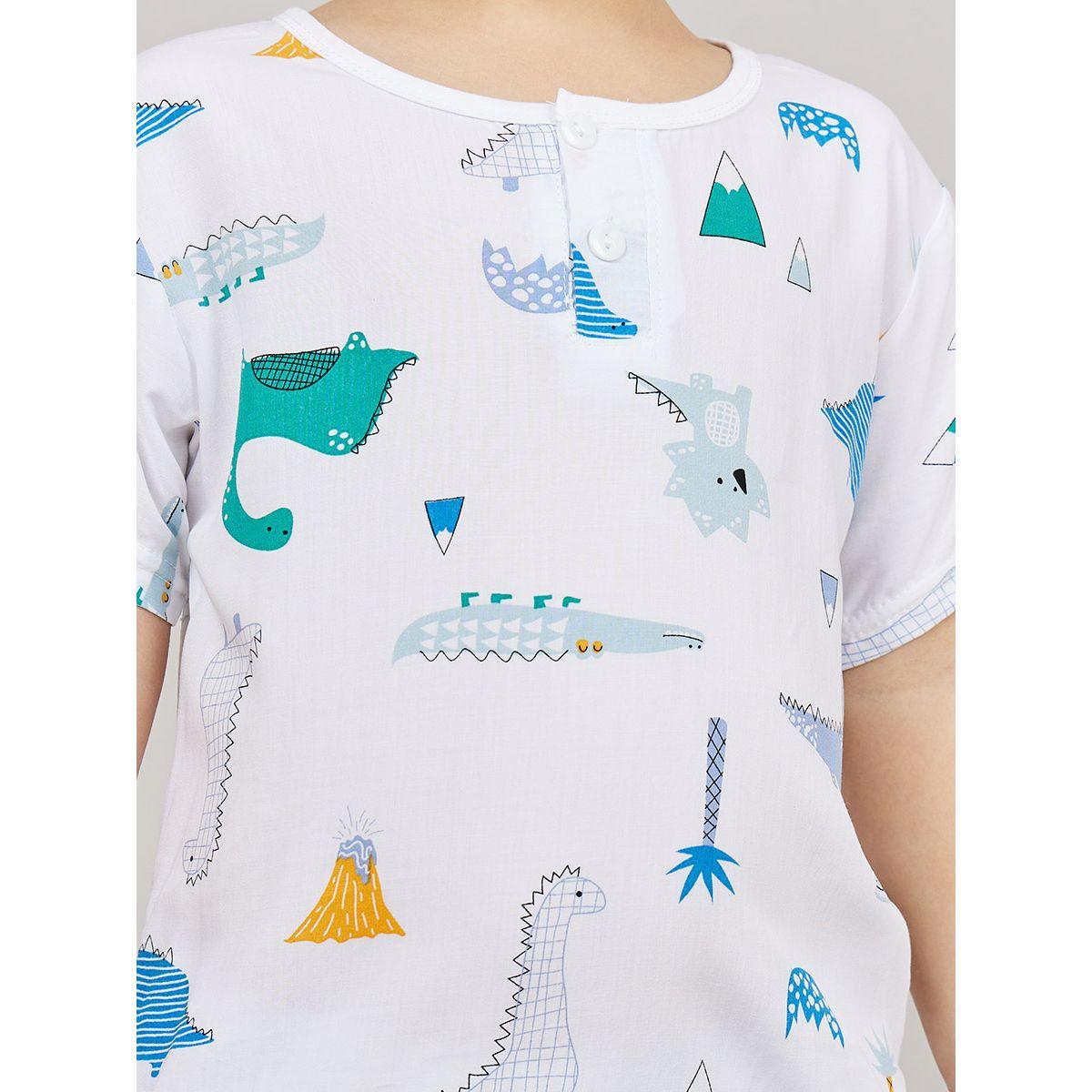 Styli All Over Dinosaur Print T-Shirt & Shorts Set-boys-clothing-nightwear-image-3