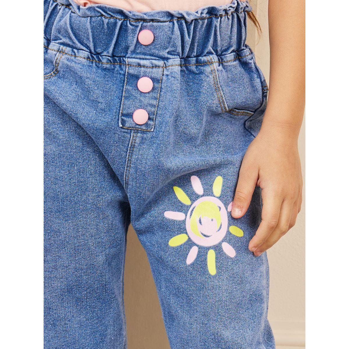 Styli Graphic Print Paperbag Waist Button Front Jeans-girls-clothing-bottoms-jeansandjeggings-image-3