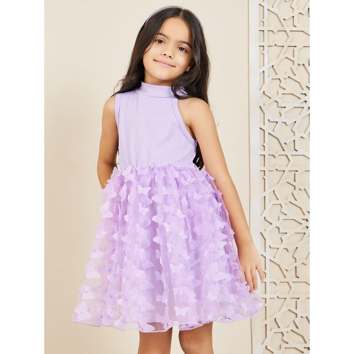 فستان بياقة هولتر مزين بفراشات-girls-clothing-dressesandjumpsuits-image-2