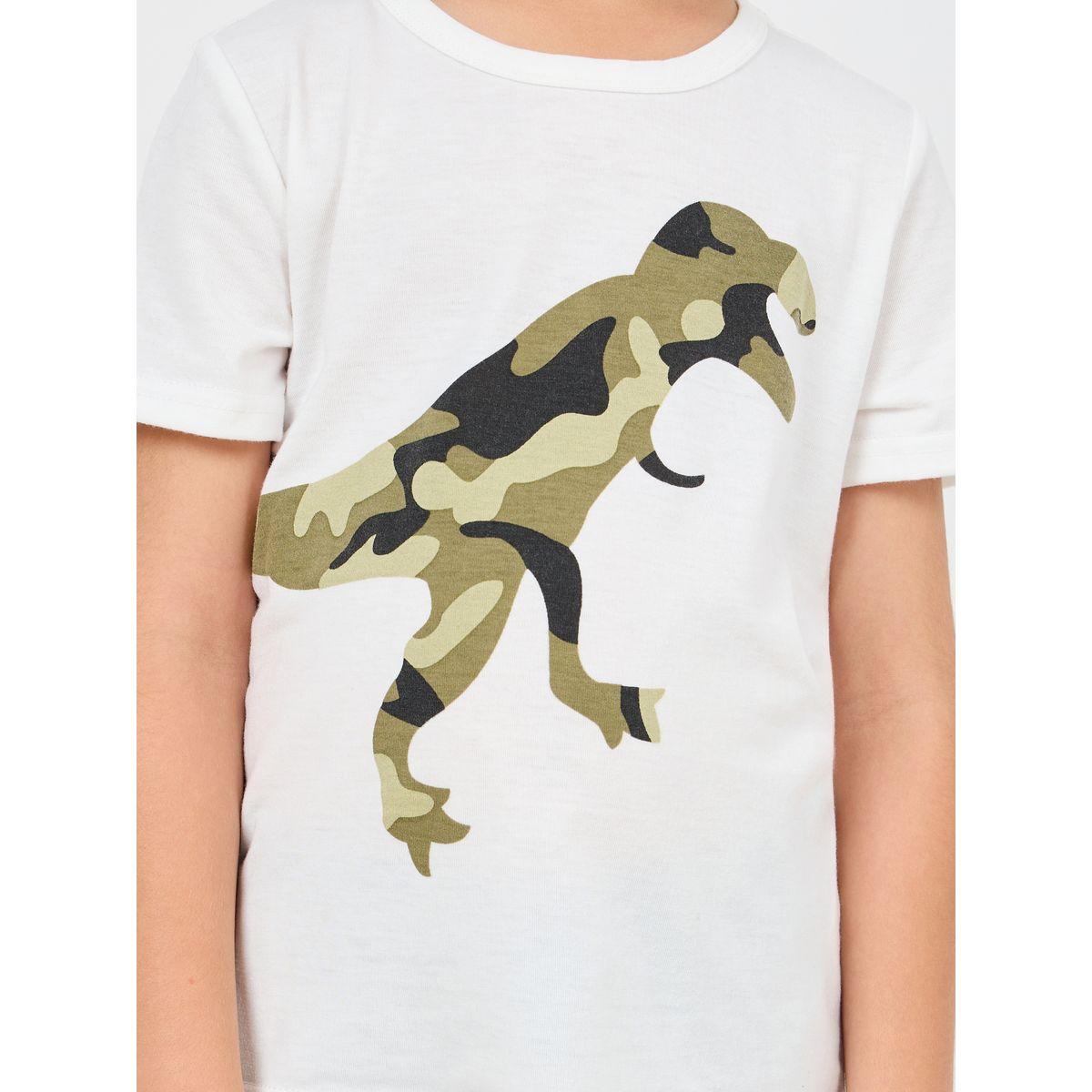 Styli Dinosaur Print T-shirt and Camo Print Short Set-boys-clothing-nightwear-image-3
