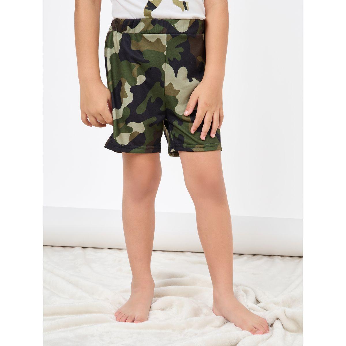 Styli Dinosaur Print T-shirt and Camo Print Short Set-boys-clothing-nightwear-image-5