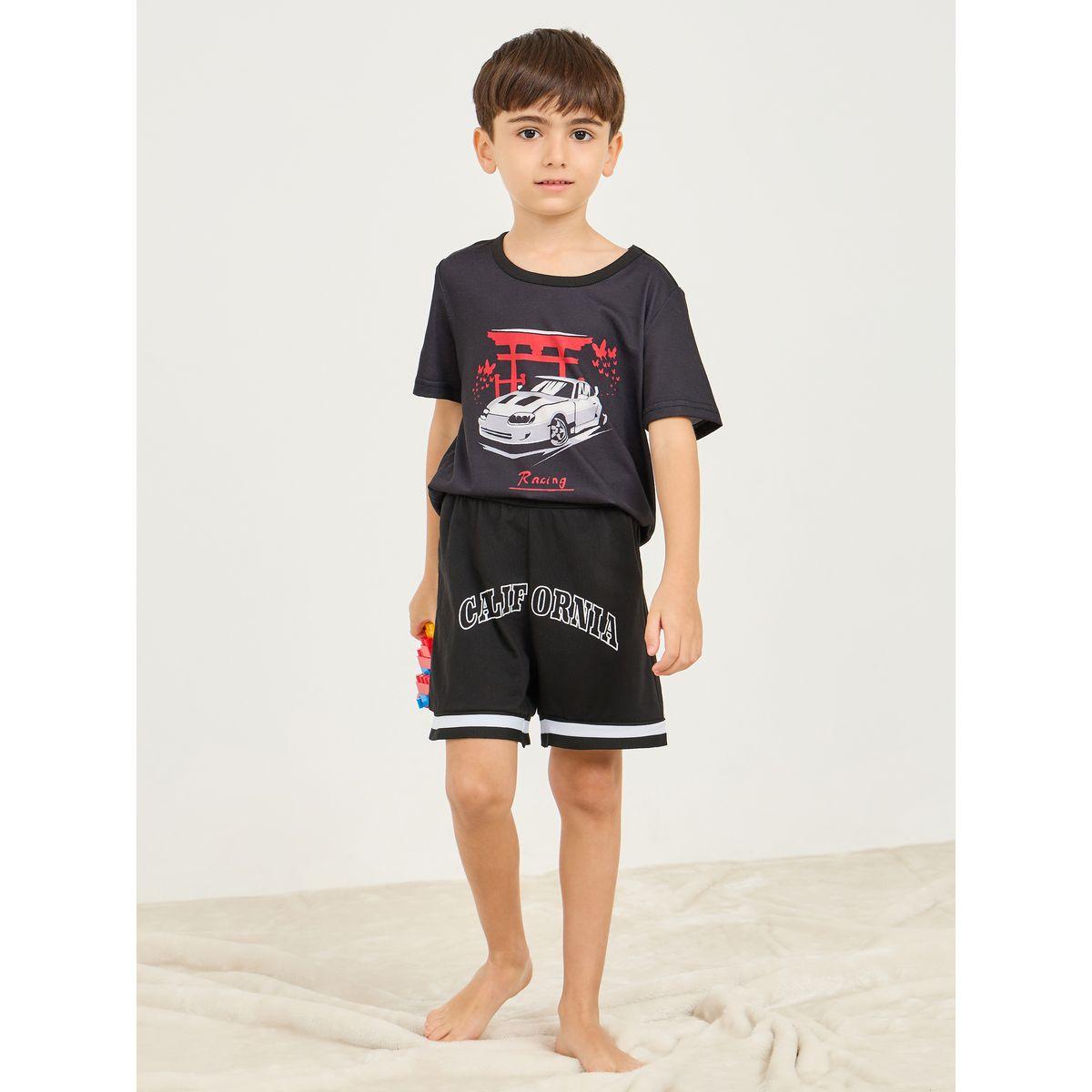Styli Graphic Print Short Sleeve T-Shirt & Shorts Set-boys-clothing-nightwear-image-1