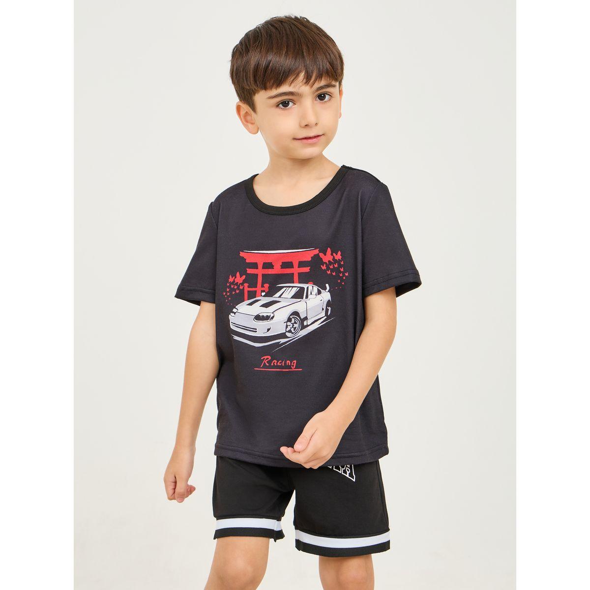 Styli Graphic Print Short Sleeve T-Shirt & Shorts Set-boys-clothing-nightwear-image-4