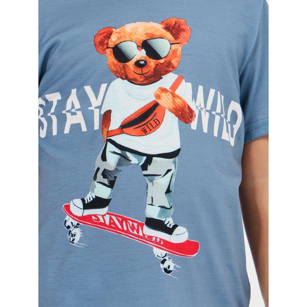 مجموعة من شورت مخطط مع تيشيرت بطبعة دب-boys-clothing-nightwear-image-3