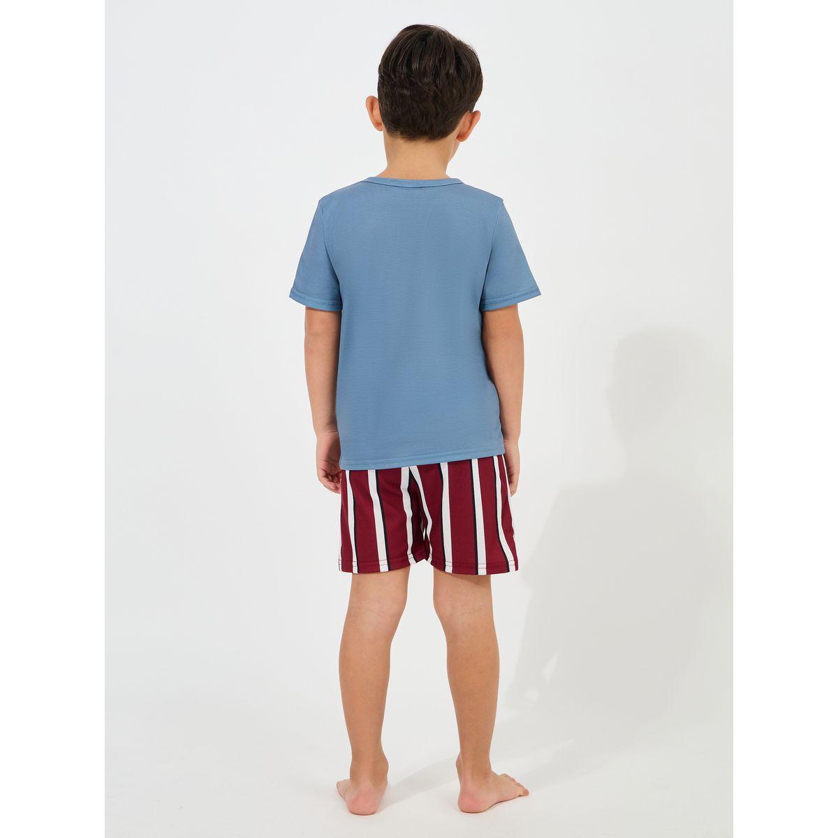 مجموعة من شورت مخطط مع تيشيرت بطبعة دب-boys-clothing-nightwear-image-4