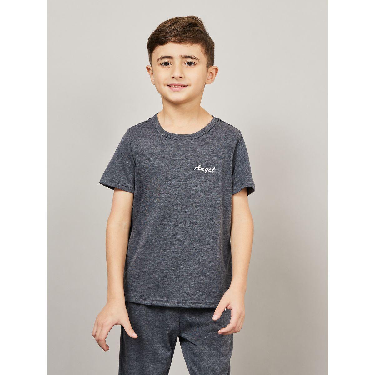 Styli Placement Print Melange T-Shirt & Jogger Set-boys-clothing-setsandcoords-image-2