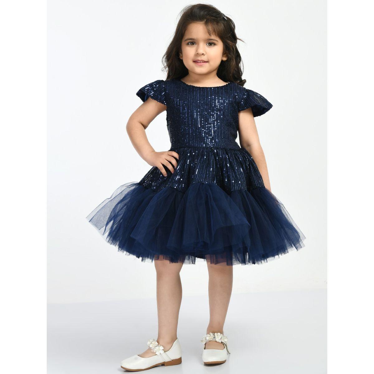 Sequin Detail Mesh Hem Skater Dress-girls-clothing-dressesandjumpsuits-image-1