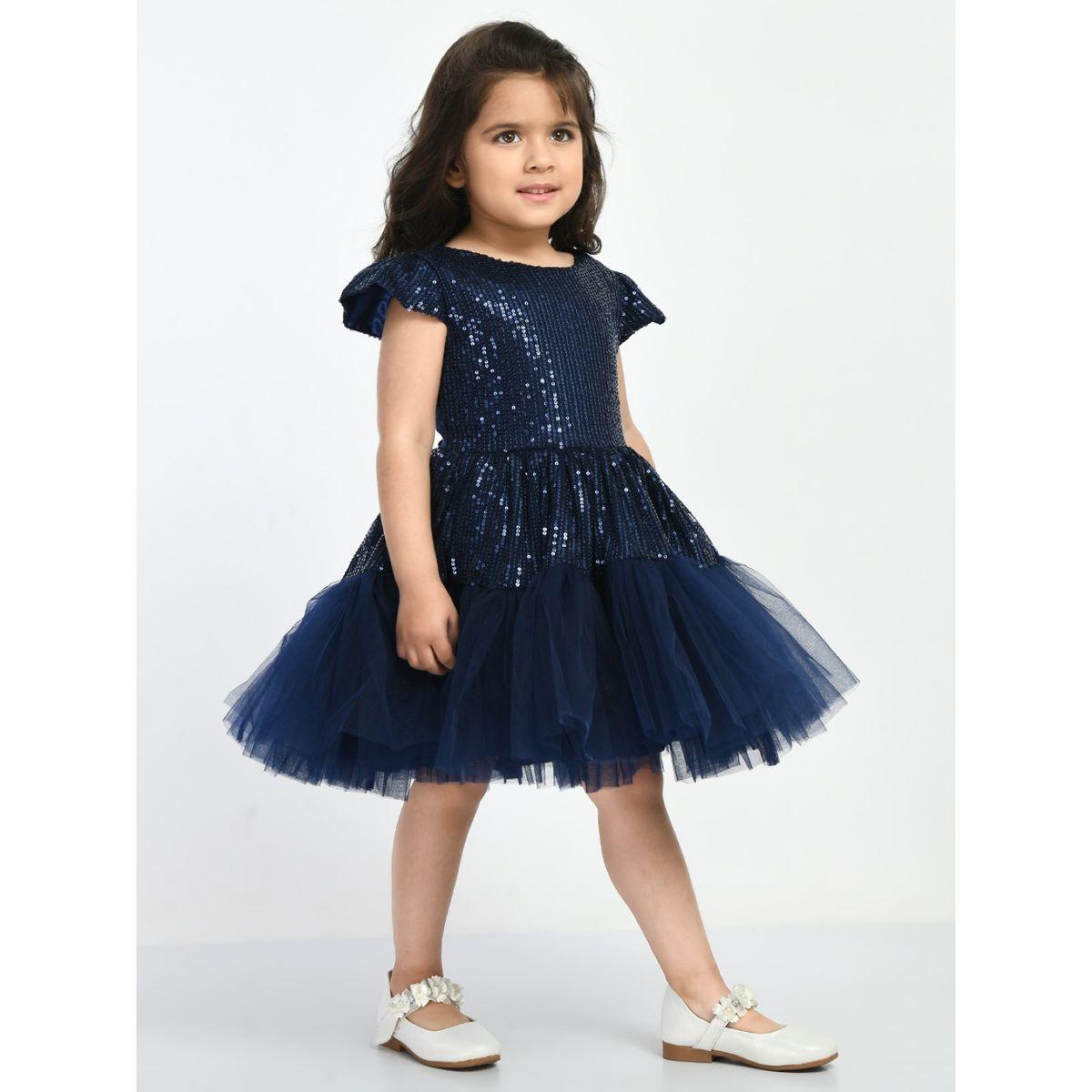 Sequin Detail Mesh Hem Skater Dress-girls-clothing-dressesandjumpsuits-image-3