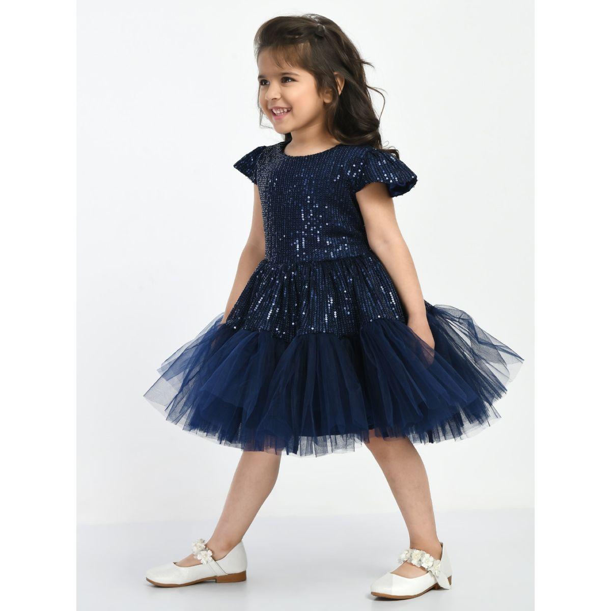 Sequin Detail Mesh Hem Skater Dress-girls-clothing-dressesandjumpsuits-image-4