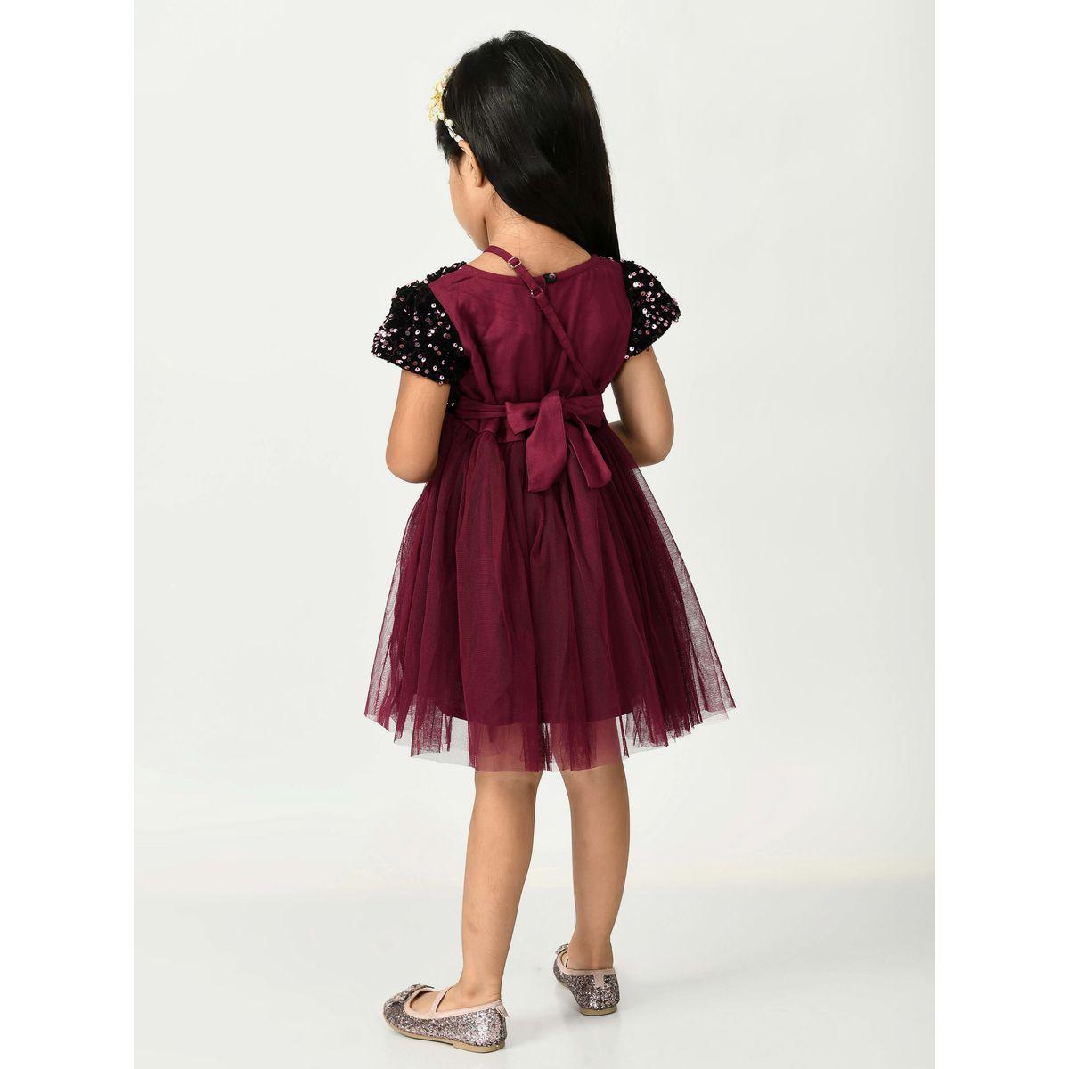 Sequin Detail Bow Applique Mesh Insert Dress-girls-clothing-dressesandjumpsuits-image-2