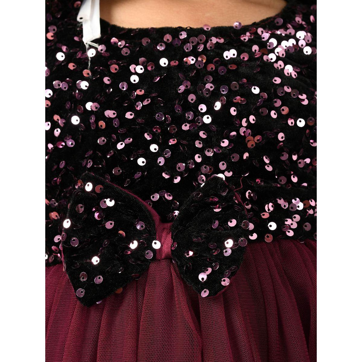 Sequin Detail Bow Applique Mesh Insert Dress-girls-clothing-dressesandjumpsuits-image-3
