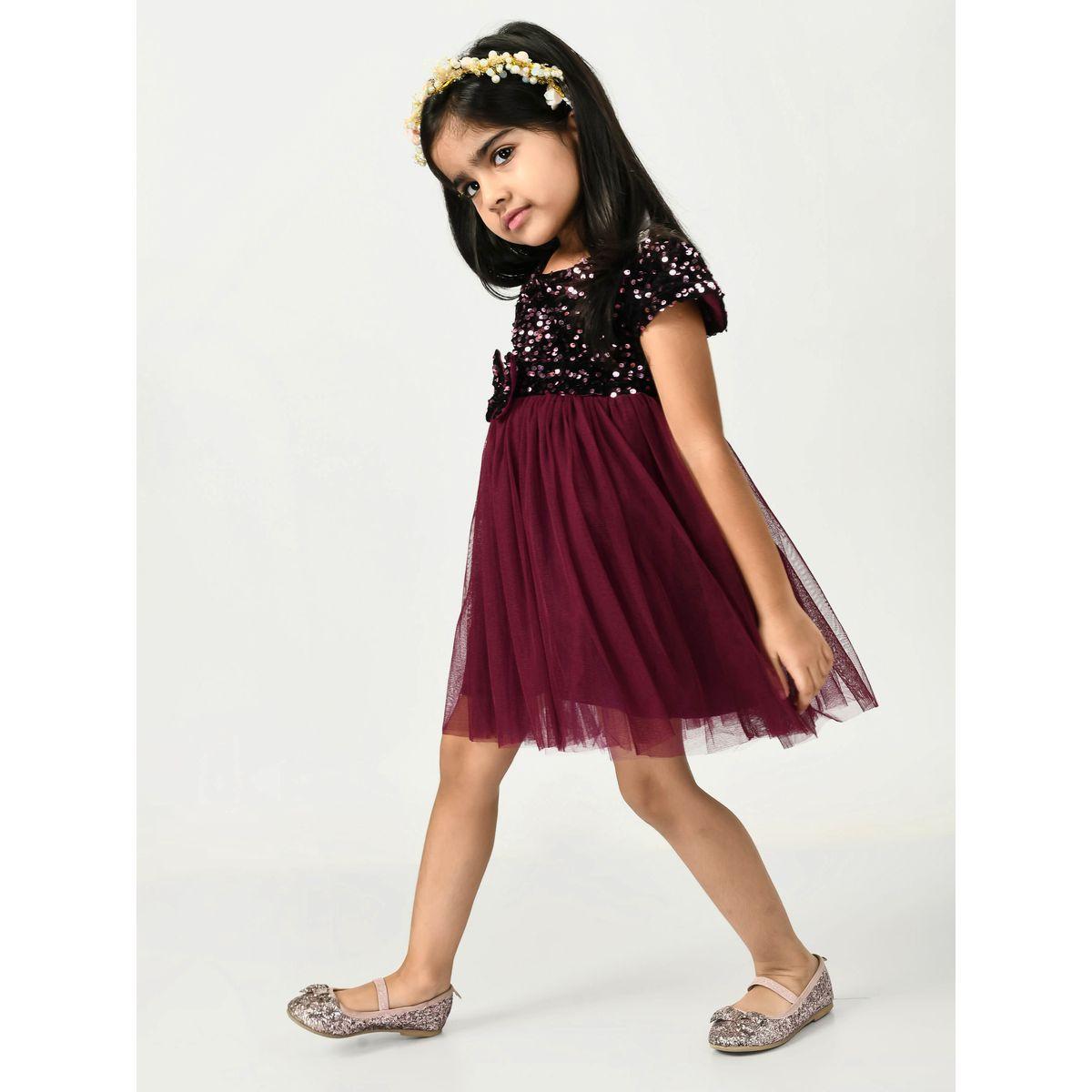 Sequin Detail Bow Applique Mesh Insert Dress-girls-clothing-dressesandjumpsuits-image-4