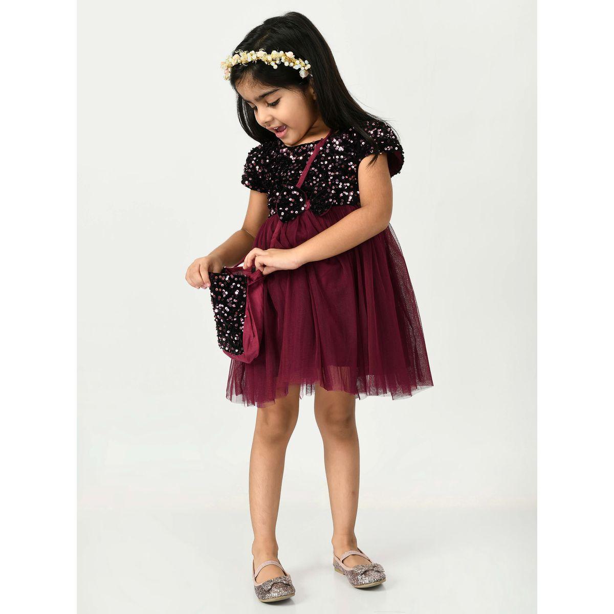 Sequin Detail Bow Applique Mesh Insert Dress-girls-clothing-dressesandjumpsuits-image-5
