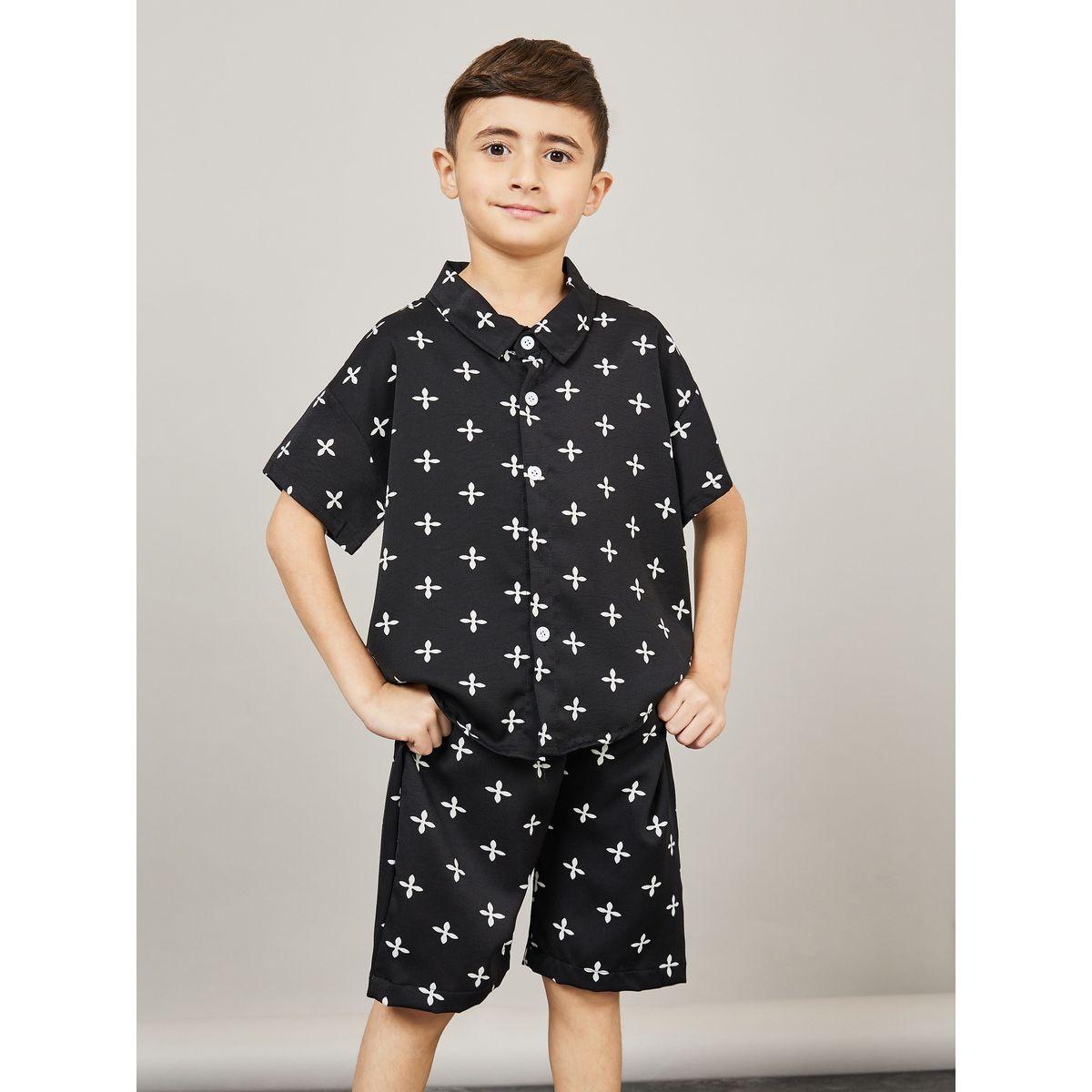 Styli Drop Shoulder All Over Print Shirt & Short Set-boys-clothing-setsandcoords-image-1
