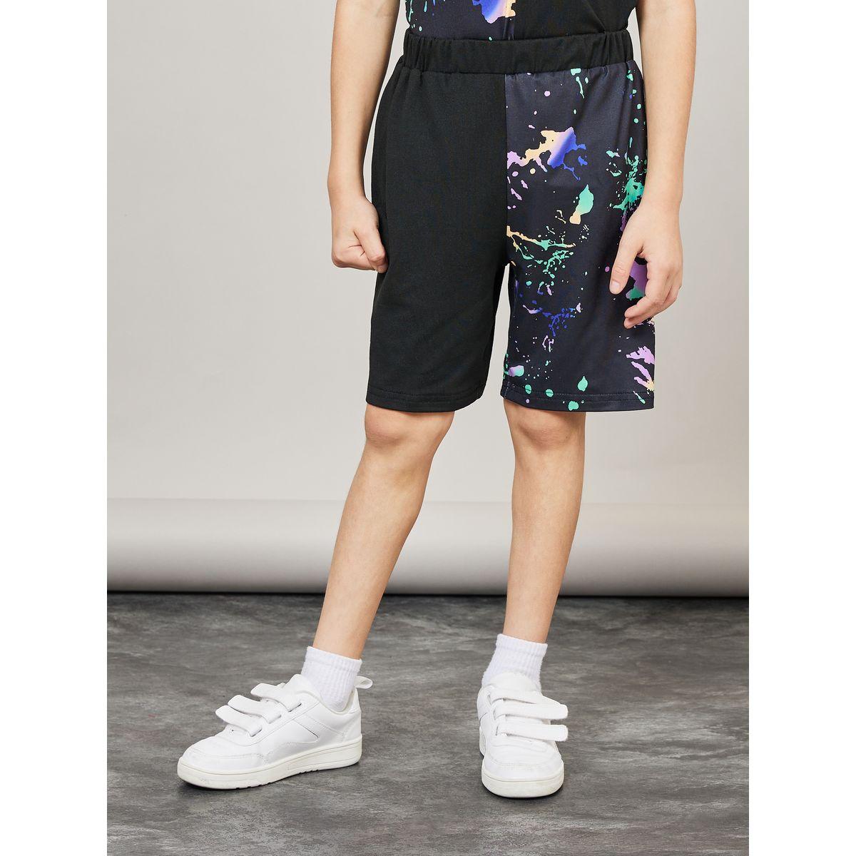 Styli Paint Splatter Print Loose Fit T-shirt and Short Set-boys-clothing-setsandcoords-image-4