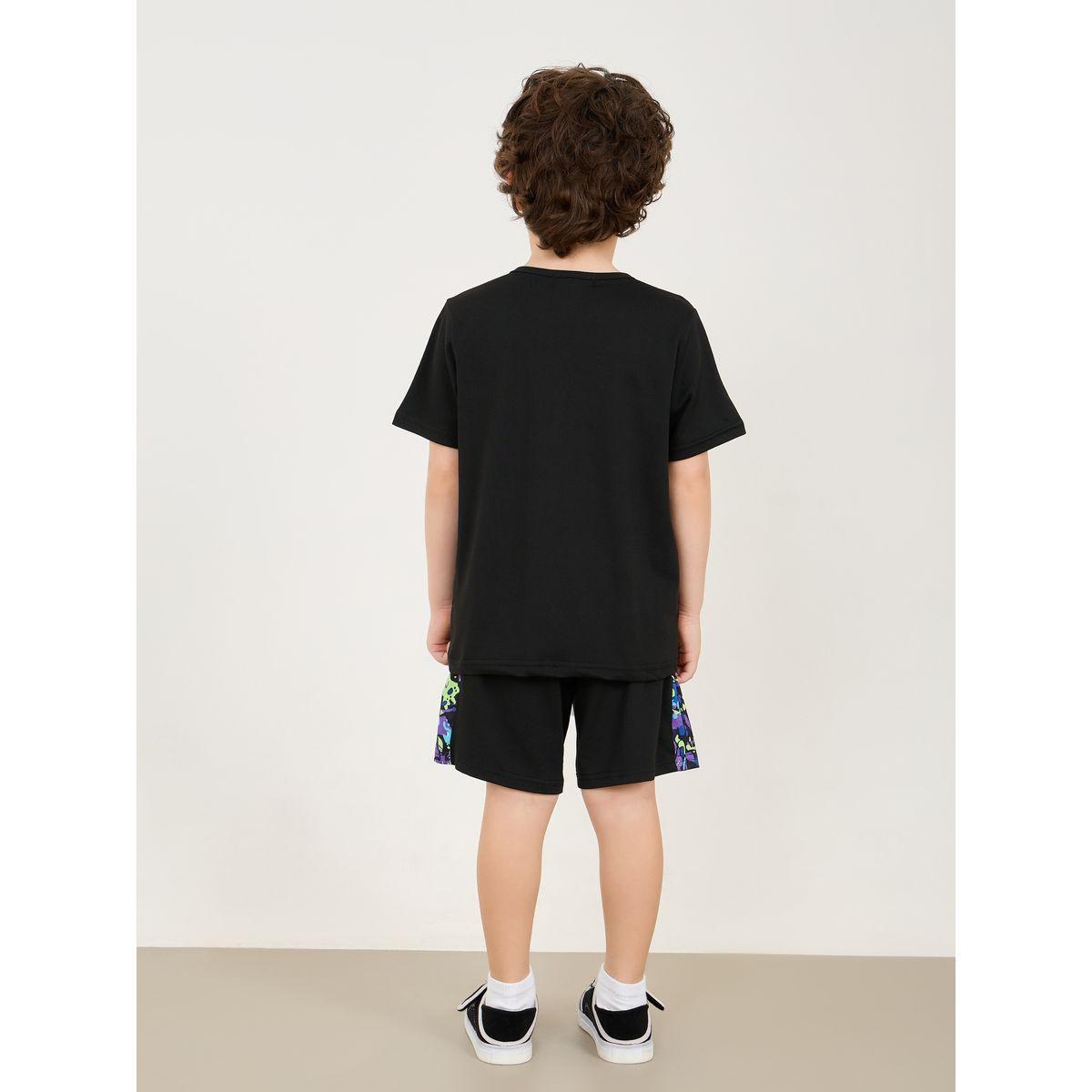Styli Bear Graphic Print T-Shirt & Side Print Shorts Set-boys-clothing-setsandcoords-image-4