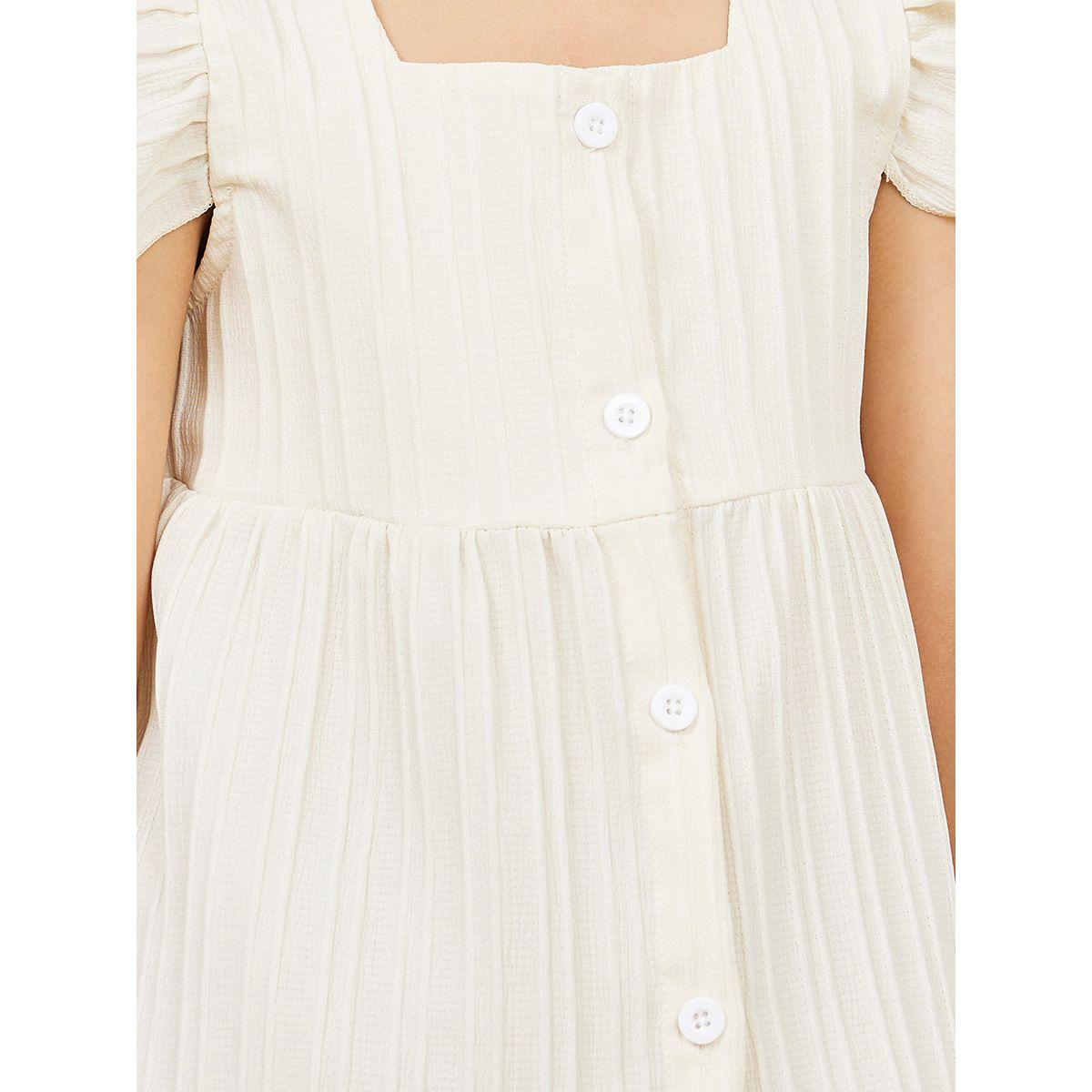 Styli Textured Ruffle Sleeve Button Front Top & Short Set-girls-clothing-setsandcoords-image-3