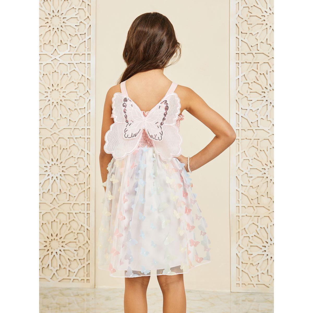 Styli Smocked Detail Butterfly Applique Cami Dress-girls-clothing-dressesandjumpsuits-image-1