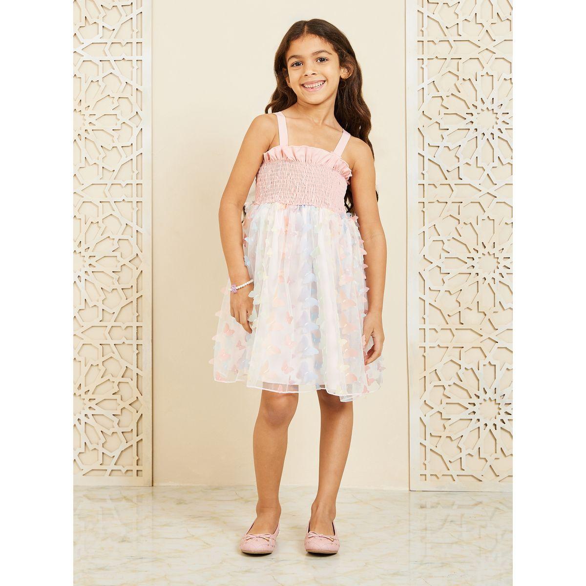 Styli Smocked Detail Butterfly Applique Cami Dress-girls-clothing-dressesandjumpsuits-image-2