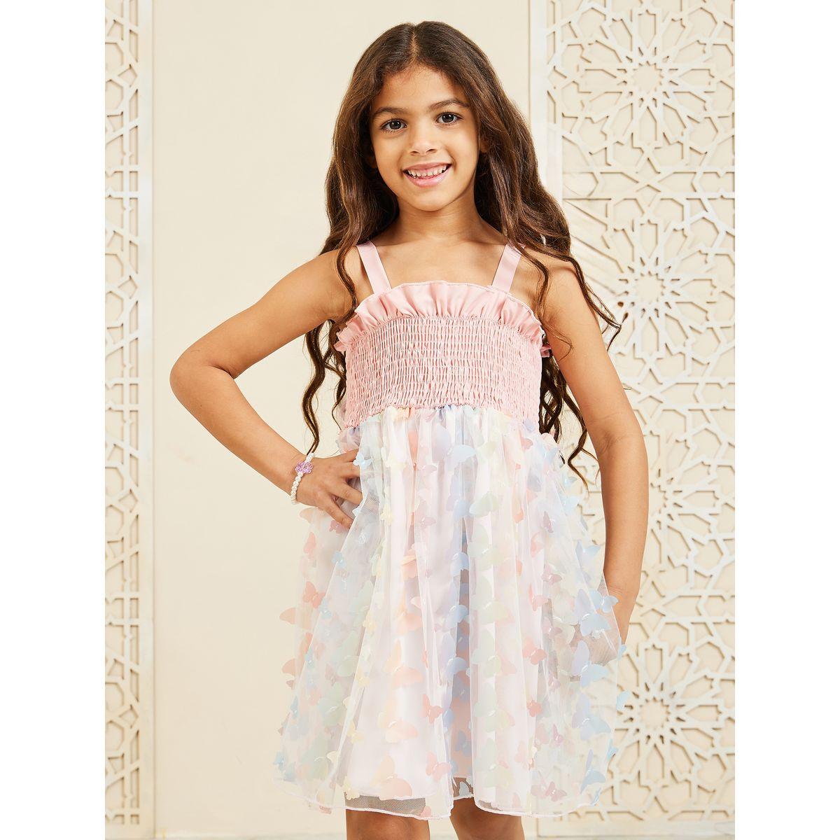 Styli Smocked Detail Butterfly Applique Cami Dress-girls-clothing-dressesandjumpsuits-image-3