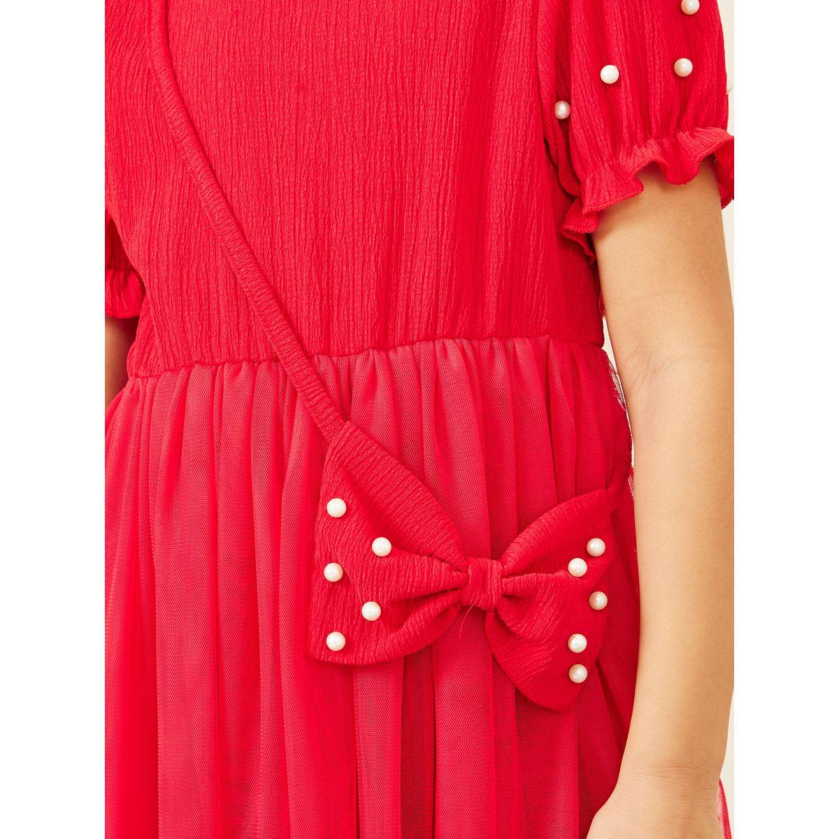 فستان بتفاصيل بارزة الملمس وفيونكة قابلة للفصل-girls-clothing-dressesandjumpsuits-image-3