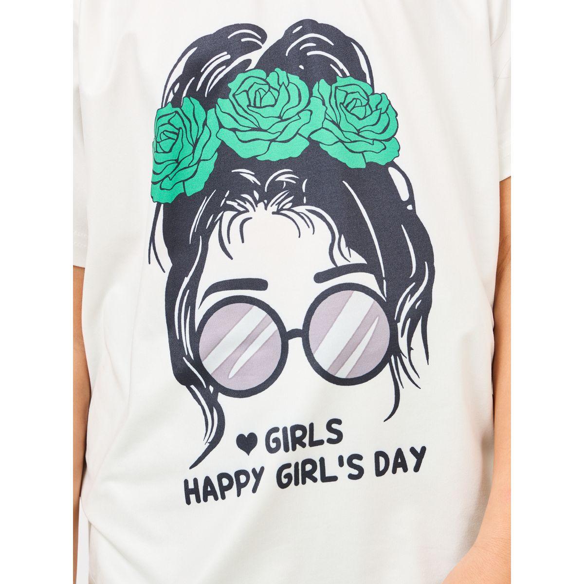 Styli Happy Girl's Day Slogan Print T-shirt and Wide Leg Pant Set-girls-clothing-setsandcoords-image-3