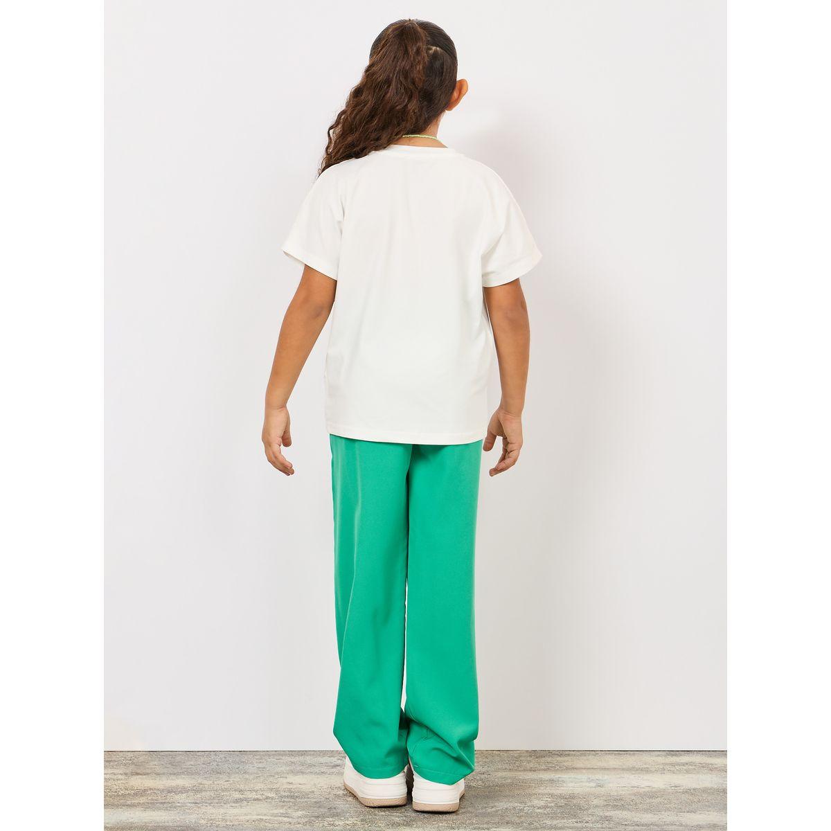 Styli Happy Girl's Day Slogan Print T-shirt and Wide Leg Pant Set-girls-clothing-setsandcoords-image-4