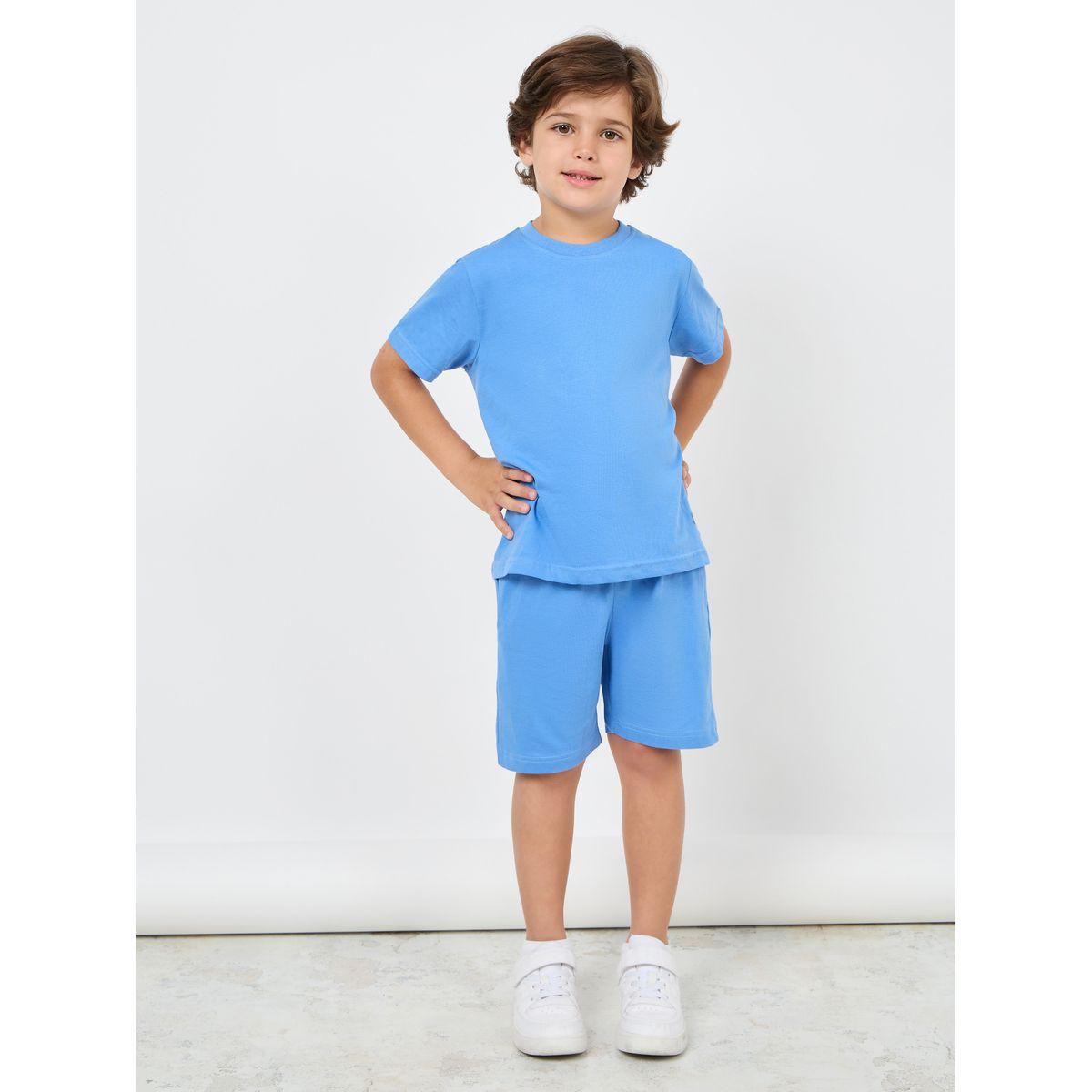 مجموعة من شورت مع تيشيرت سادة بياقة دائرية-boys-clothing-setsandcoords-image-6