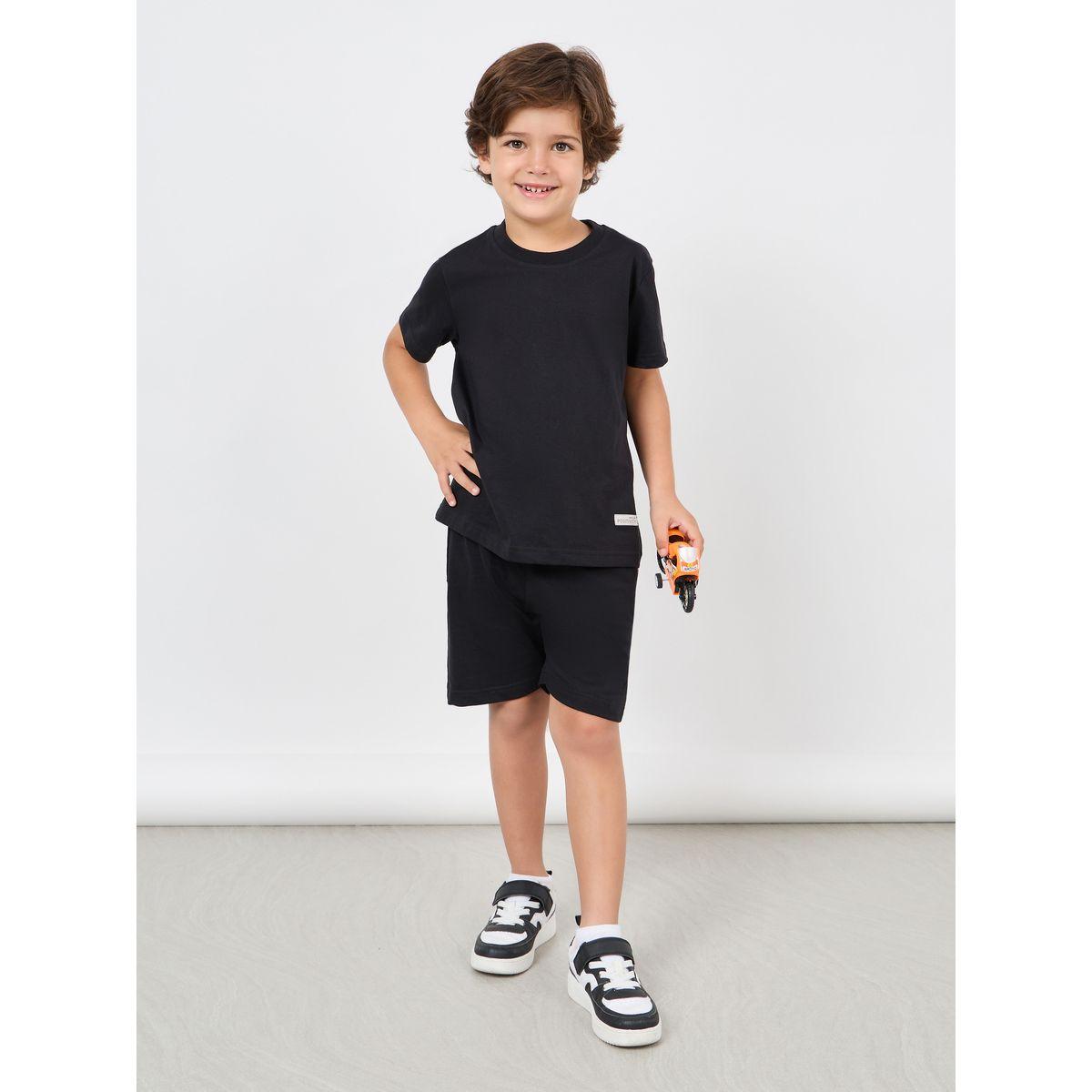 Styli Solid Round Neck T-Shirt & Shorts Set-boys-clothing-setsandcoords-image-1