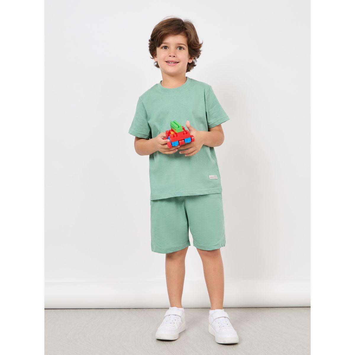 ستايلي - طقم تي شيرت سادة برقبة دائرية مع شورت-boys-clothing-setsandcoords-image-6