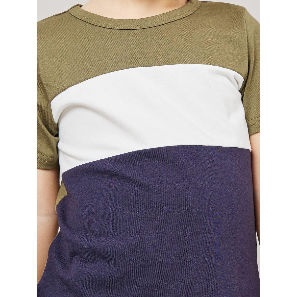 Styli Colorblock T-shirt & Side Contrast Panel Short Set-boys-clothing-setsandcoords-image-3