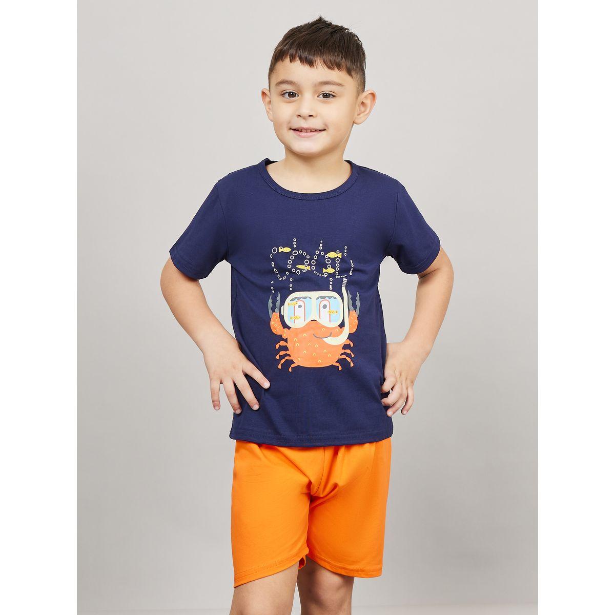 Styli Crab Graphic Print T-shirt and Short Set-boys-clothing-setsandcoords-image-2