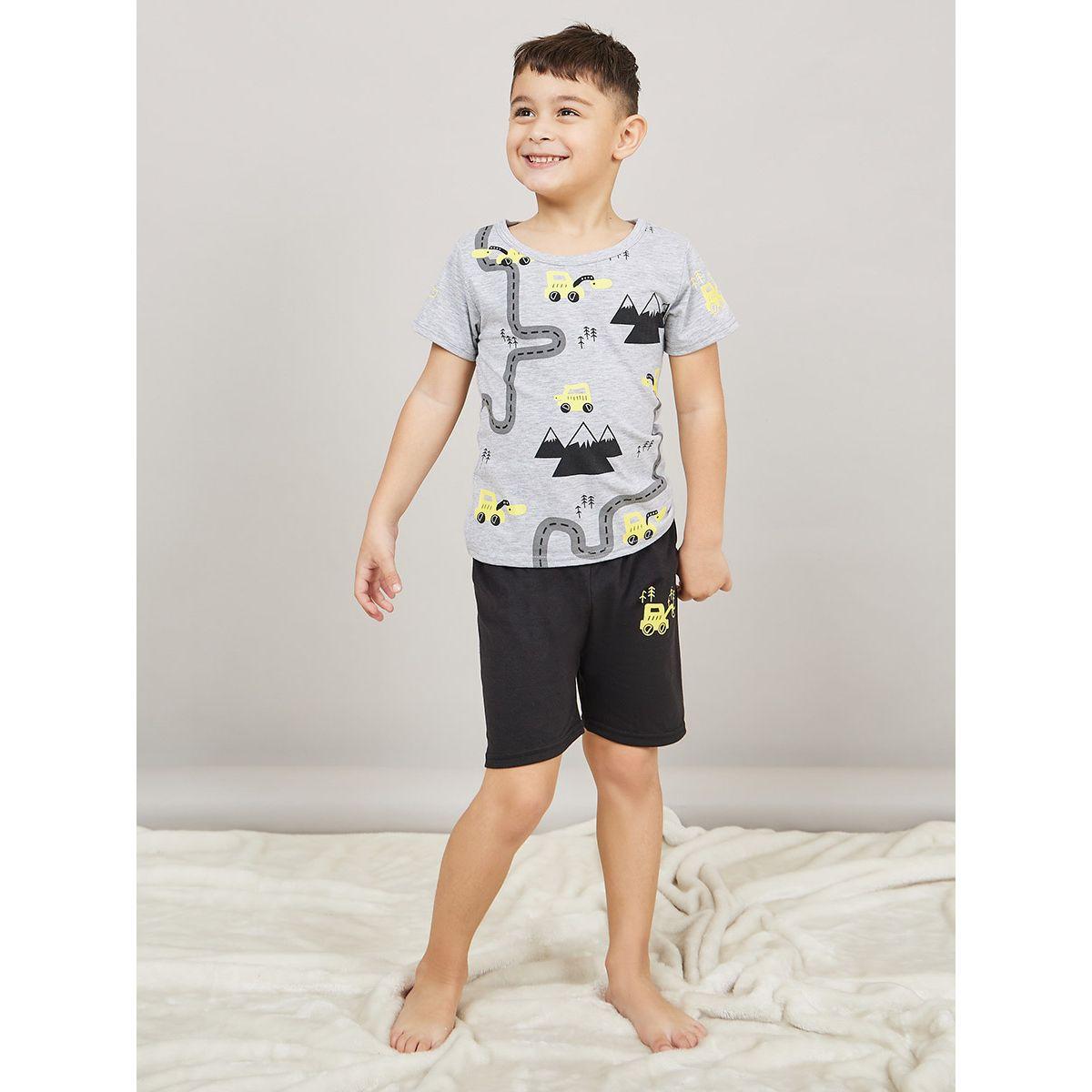 Styli Car Printed T-shirt & Short Set-boys-clothing-nightwear-image-1